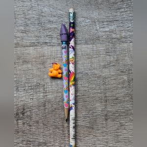 Vintage Lisa Frank miscellaneous bundle - pencils and charm